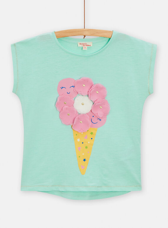 T-shirt verde-água com animação de gelado para menina TARYTI2 / 24S901U1TMCC215