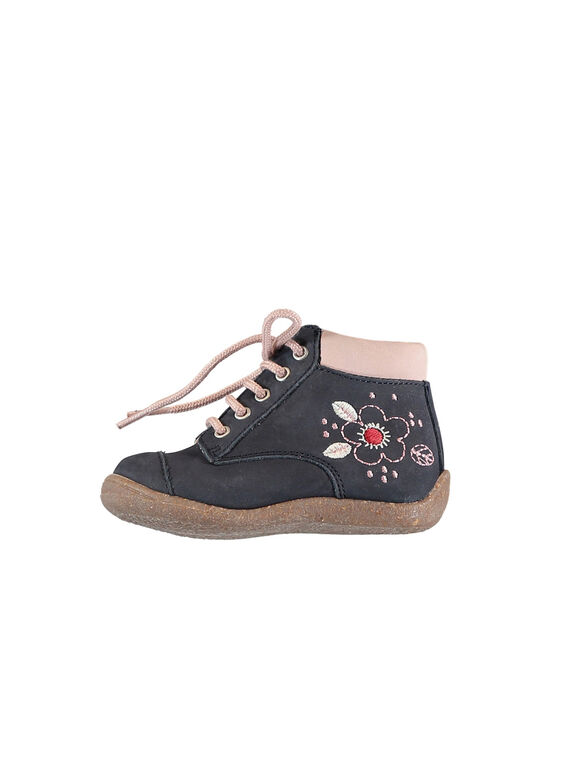 Botas couro nobuck azul-marinho bebé menina GBFBOTIHERM / 19WK37I5D0F070