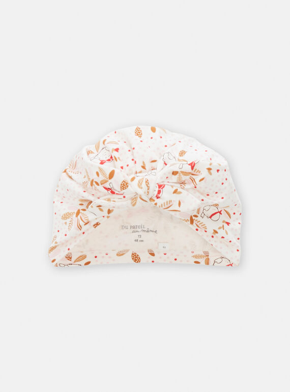 Turbante esbranquiçado com estampado às bolas, pássaro e folhas para bebé menina TOU1BAN / 24SF40H1CHAA001