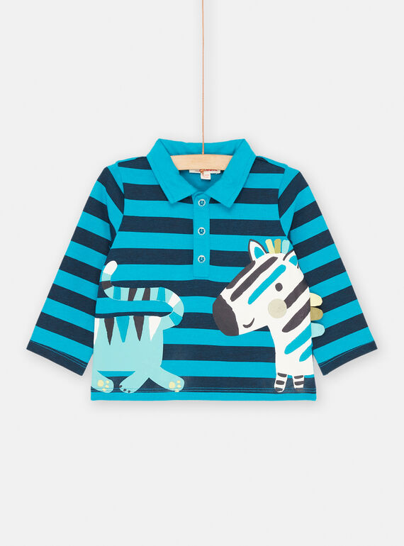 Polo azul com estampado às riscas para bebé menino SUDUPOL / 23WG10P1POLC235