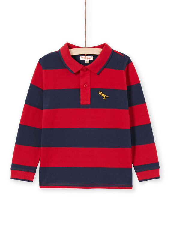 Polo vermelho e azul-marinho às riscas menino MOJOPOL6 / 21W90212POL505