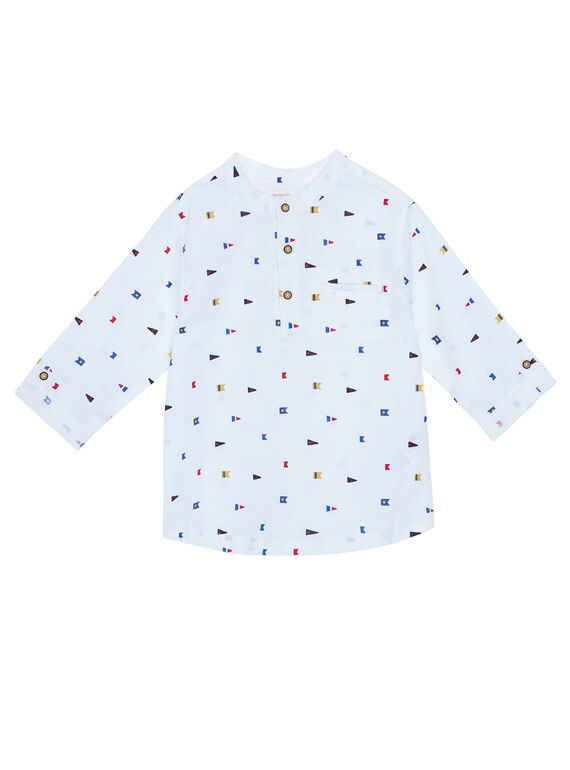 Camisa tunisina branca estampado bandeiras menino JOWECHEM2 / 20S90293CHM000