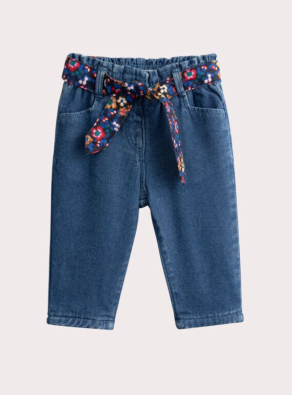 Jeans azul com cinto floral para menina  VIROJEAN / 24WG09P1JEA070