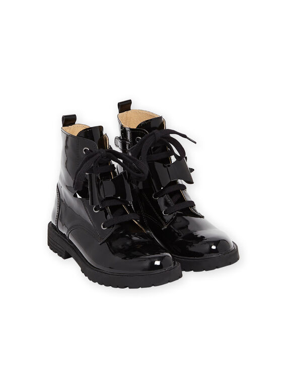 Boots subidos preto envernizado detalhe laço menina MABOOTNOEUD / 21XK3553D0D090