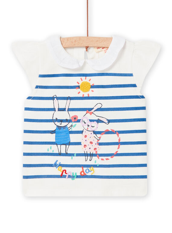 T-shirt marinheiro com padrão de coelhos decorativo bebé menina NILUBRA / 22SG09P1BRA001
