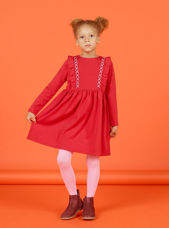 Vestido milano mangas compridas folhos menina MACOMROB3 / 21W901L2ROB408