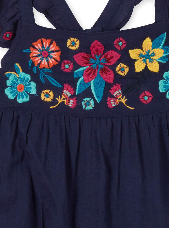 Vestido azul-marinho estampados flores coloridas criança menina LAMUMROB4 / 21S901Z2ROBC211