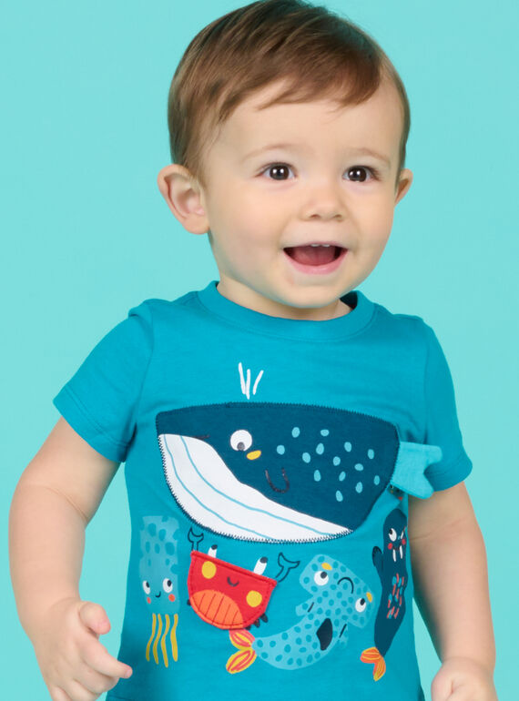 T-shirt de mangas curtas azul bebé menino NUFICTI2 / 22SG10U1TMCC215