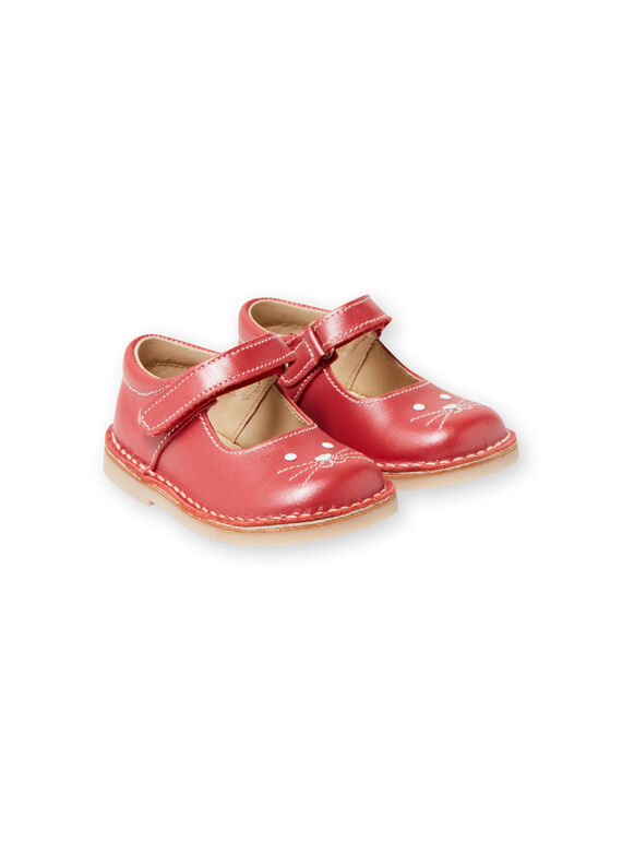 Salomés vermelhas em couro com padrão coelho bebé menina LBFBABLAPIN / 21KK3731D13050