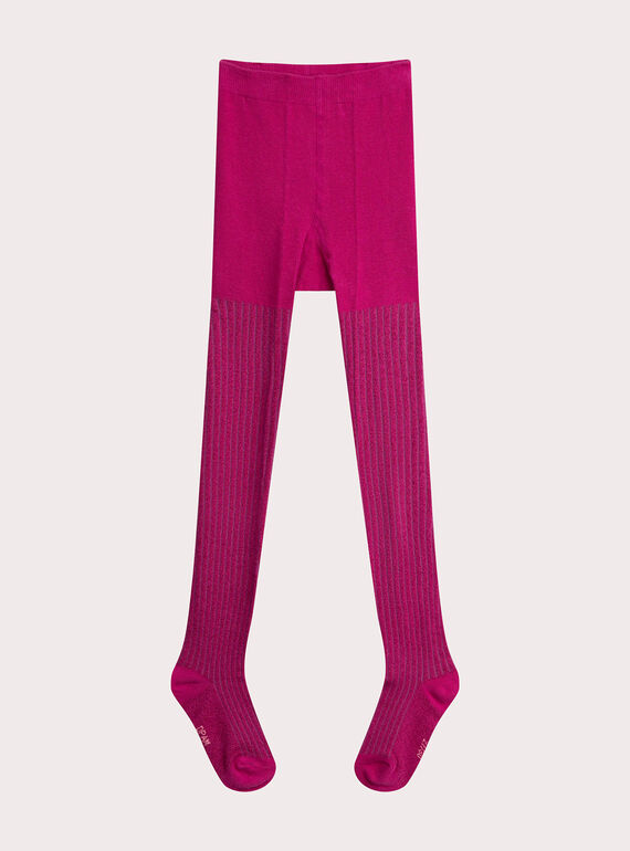 Meia-calça rosa com nervuras para menina  VYAJOSCOL4 / 24WI01H5COL030