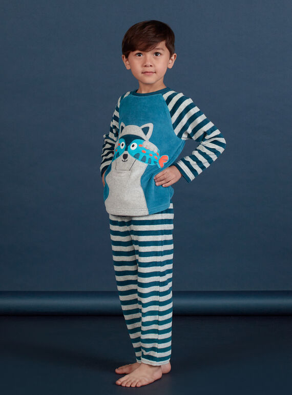 Conjunto de pijama cinzento com padrão de guaxinim menino MEGOPYJRAC / 21WH1286PYJC235