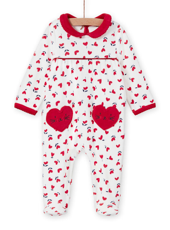 Babygro cru estampado corações bebé menina MEFIGREMIX / 21WH1331GRE001