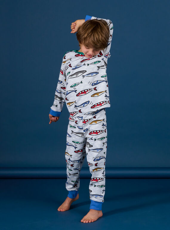 Conjunto de pijama com estampado sardinhas fosforescentes PEGOPYJSAR / 22WH1223PYJJ922