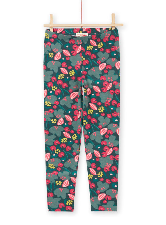 Leggings verdes e rosa estampado florido menina MYAKALEG2 / 21WI01I2CALG604