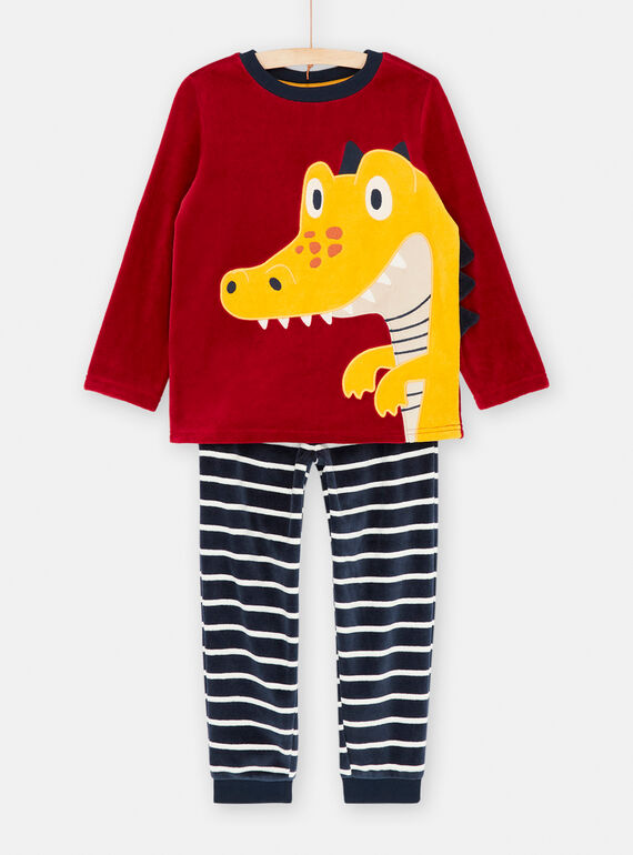 Pijama azul e bordô com padrão de dinossauro menino SEGOPYJDIN / 23WH1245PYJF508