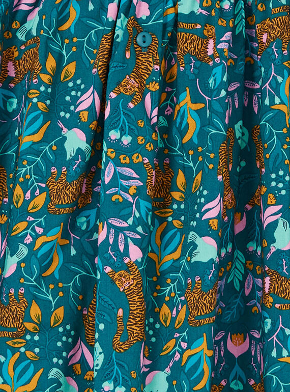 Vestido azul-pato e amarelo estampado tigre e florido LAVEROB1 / 21S901Q2ROB714