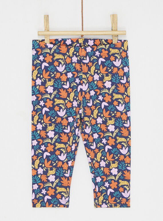 Leggings azul-marinho e laranja com estampado florido SYILINLEG / 23WI09H1CALJ912
