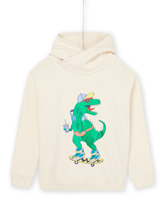 Sweat com capuz branco-creme e padrão de dinossauro ROPURSWE2 / 23S902L1SWEA002
