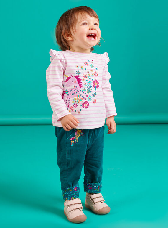 Calças reversíveis azul-pato bebé menina MITUPAN / 21WG09K1PAN714