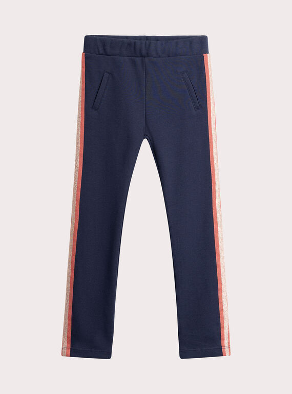 Legging azul marinho com tiras de lurex para menina  VAJOMIL1 / 24W901H4PAN070
