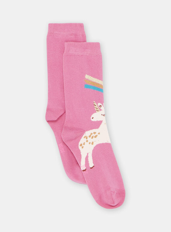 Meias rosa com estampado unicórnio menina SYAVERCHO / 23WI01B2SOQ030