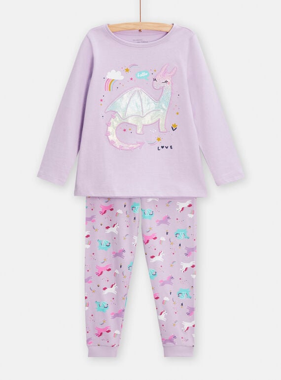 Pijama violeta com padrão de dragão menina TEFAPYJDRA / 24SH1142PYJ320