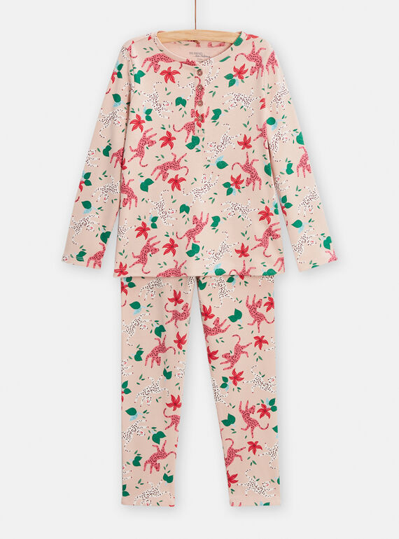 Pijama rosa com estampado de panteras menina TEFAPYJPAN / 24SH1141PYJD329