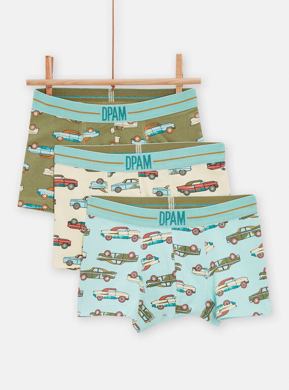 3 boxers verde com estampado de carros menino TEGOBOXCAL / 24SH1264BOX103