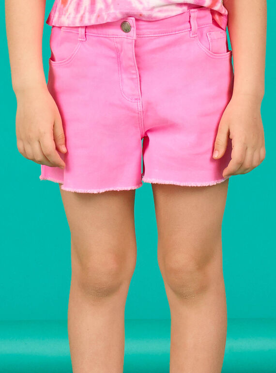 Calções acid wash rosa fluorescente menina LABONSHORT1 / 21S901W2SHOD311
