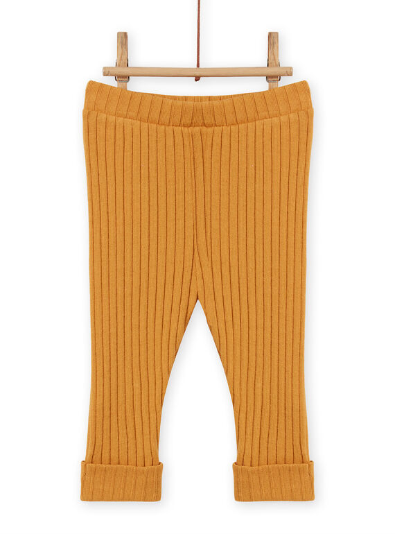 Leggings lisas amarelo mostarda caneladas bebé menina MYIJOLEGCO5 / 21WI0912CALB106