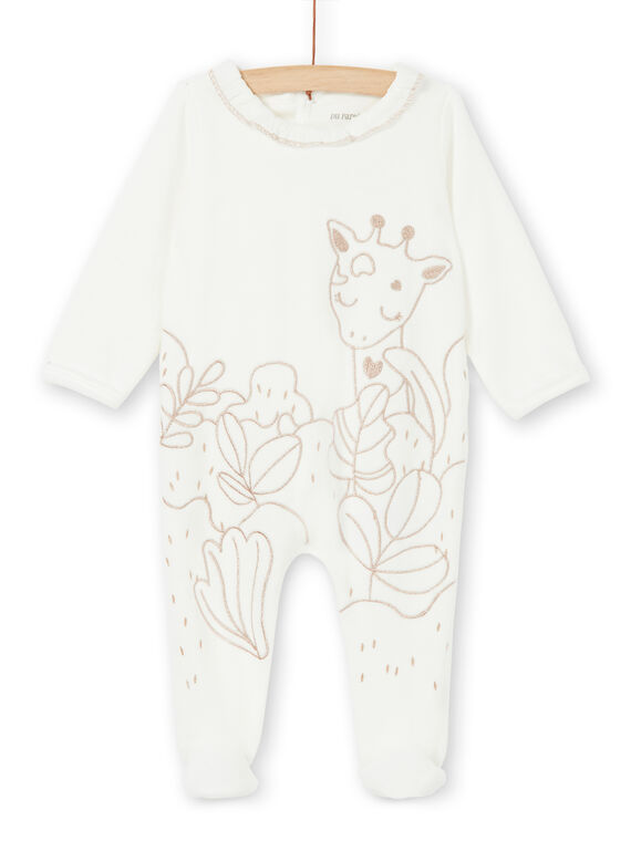 Babygro cru e dourado em veludo bebé menina LEFIGREGIR / 21SH135BGRE001