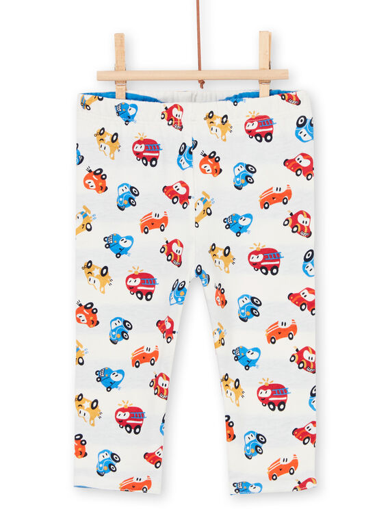 Leggings reversíveis brancas e azuis estampado carro bebé menino LUHAPAN2 / 21SG10X2PAN001