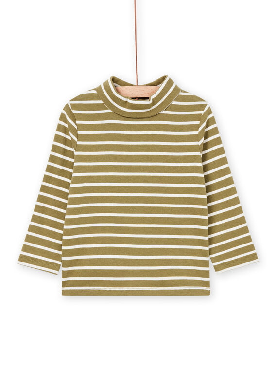 Camisola interior cru e verde às riscas PUJOSOUP1 / 22WG10C4SPLG604