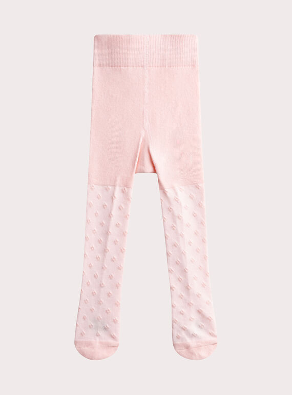 Collants cor-de-rosa com padrão pointelle para bebé menina  WYIESCOL1 / 25SI09I1COL321