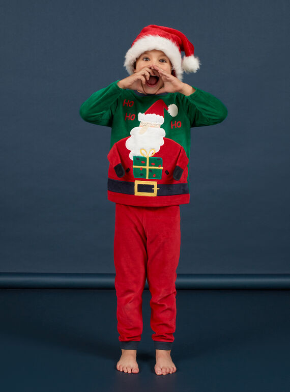 Conjunto pijama verde com padrão Pai Natal menino MEGOPYJNOPER / 21WH12F2PYJG614