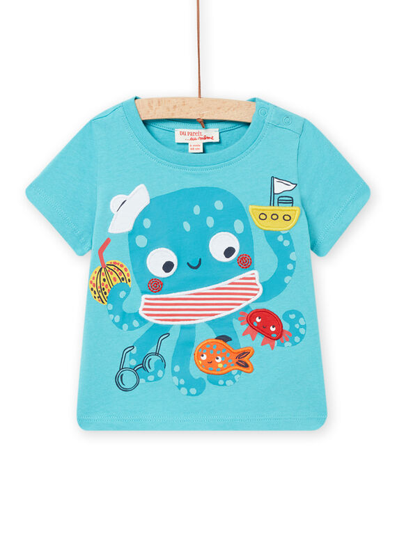 T-shirt de mangas curtas azul-caraíbas bebé menino NUFICTI3 / 22SG10U2TMCC242