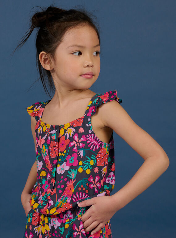 Macacão curto com estampado florido azul menina NAWACOMB / 22S901V1CBLC211