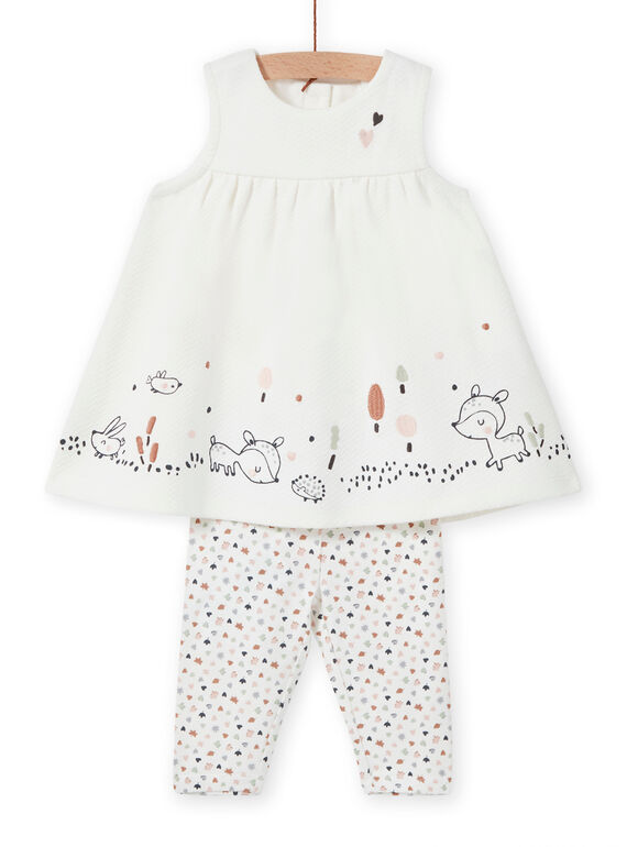 Conjunto vestido e leggings padrão decorativo recém-nascido menina MOU1ENS6 / 21WF0342ENS001
