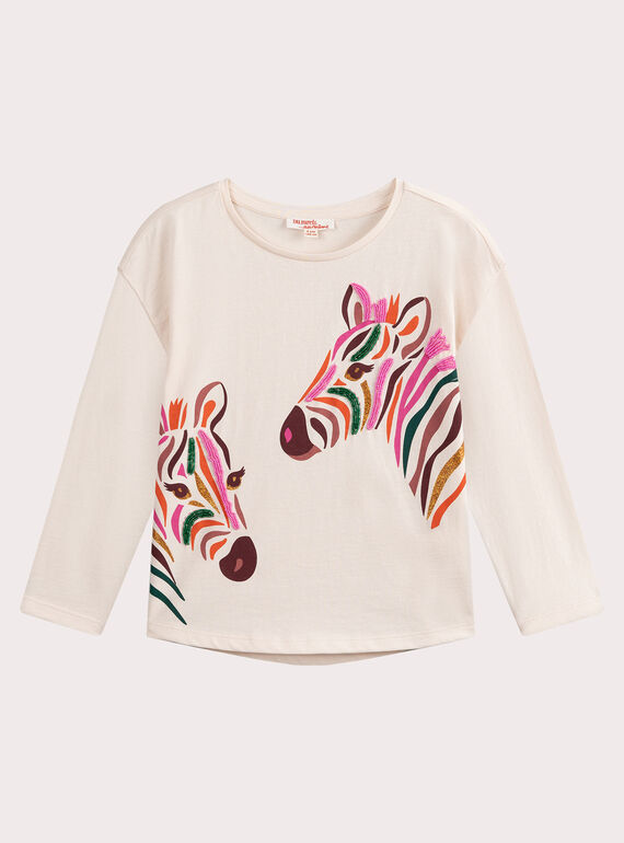 T-shirt de animação zebra crua para menina  VAKOTEE1 / 24W90134TML114