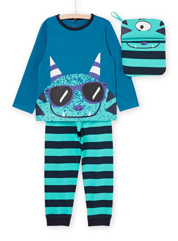 Pijama comprido com padrão de monstro 3 peças PEGOPYJMAN1 / 22WH1261PYG714
