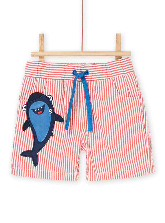 Bermudas vermelho e banco com estampado às riscas RUPOPBER2 / 23SG10X1BERF512