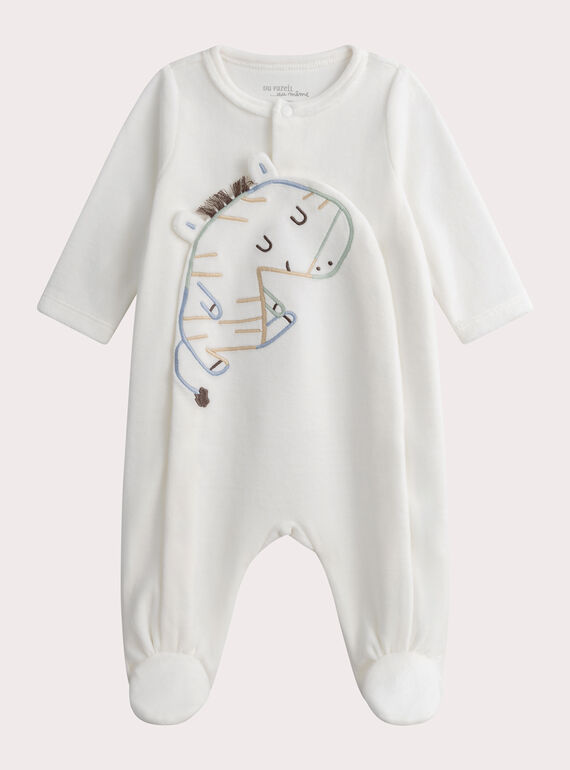 Babygrow cru em veludo com padrão de zebra WOU1GRE4 / 25SF0471GRE005