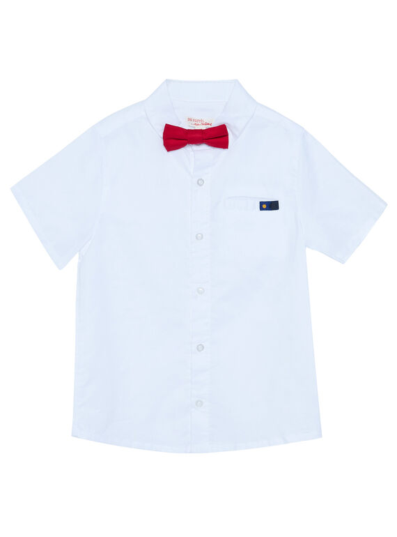 Camisa lisa branca mangas curtas e laço vermelho menino JOWESHIRT / 20S90292CHM000