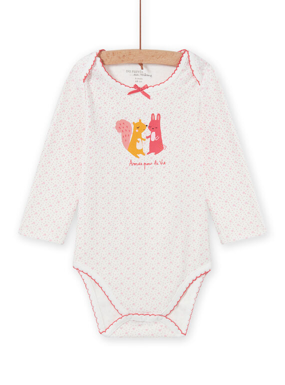 Body branco às bolas com padrão de animais bebé menina MEFIBODAMI / 21WH13C5BDL001