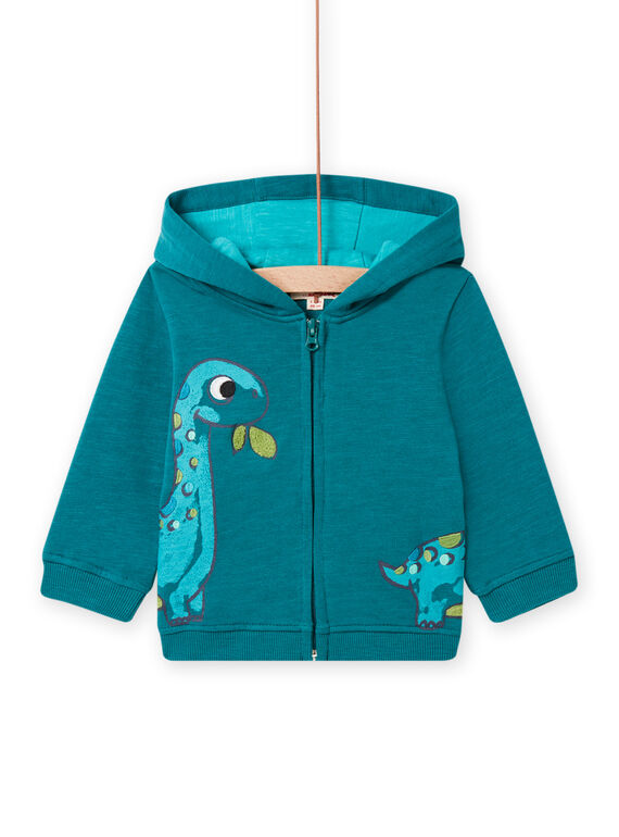 Casaco de malha azul-pato com padrão dinossauro bebé menino NUGAGIL / 22SG10O1GIL714