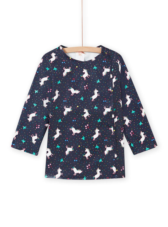 Bata de atividades impermeável azul-noite estampado unicórnios menina MYALITAB / 21WI01G1TABC205