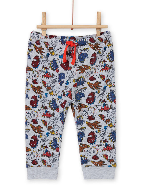 Calças cinzento mesclado com estampado dinossauro bebé menino MUPAPAN1 / 21WG10H2PAN943