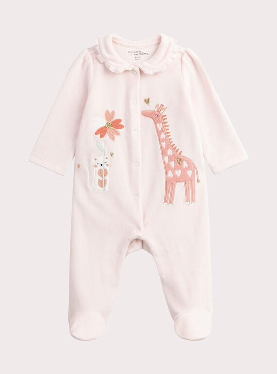 Macacão rosa pálido com animação animal para menina  VEFIGREGIR / 24WH1371GRE301