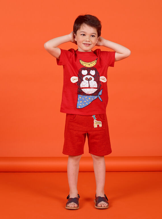 Bermudas vermelho mesclado criança menino LOVIBER2 / 21S902U2BERF520