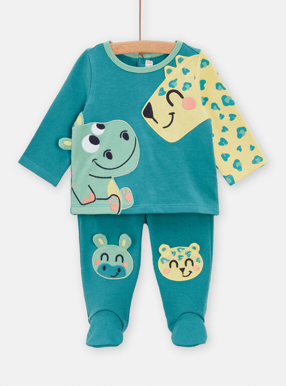 Pijama turquesa com animação de animais bebé menino TEGAPYJCOP / 24SH1442PYJG603